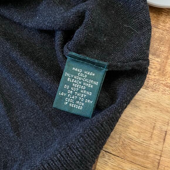 Lauren Ralph Lauren Turtleneck Sweater Large Silk Cashmere Blend Black - Picture 9 of 12